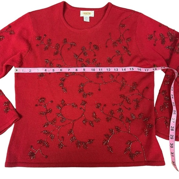 VTG Talbots 100% Wool & Beaded Red Sweater Made in Hong Kong Sz Small Petite - Picture 7 of 7